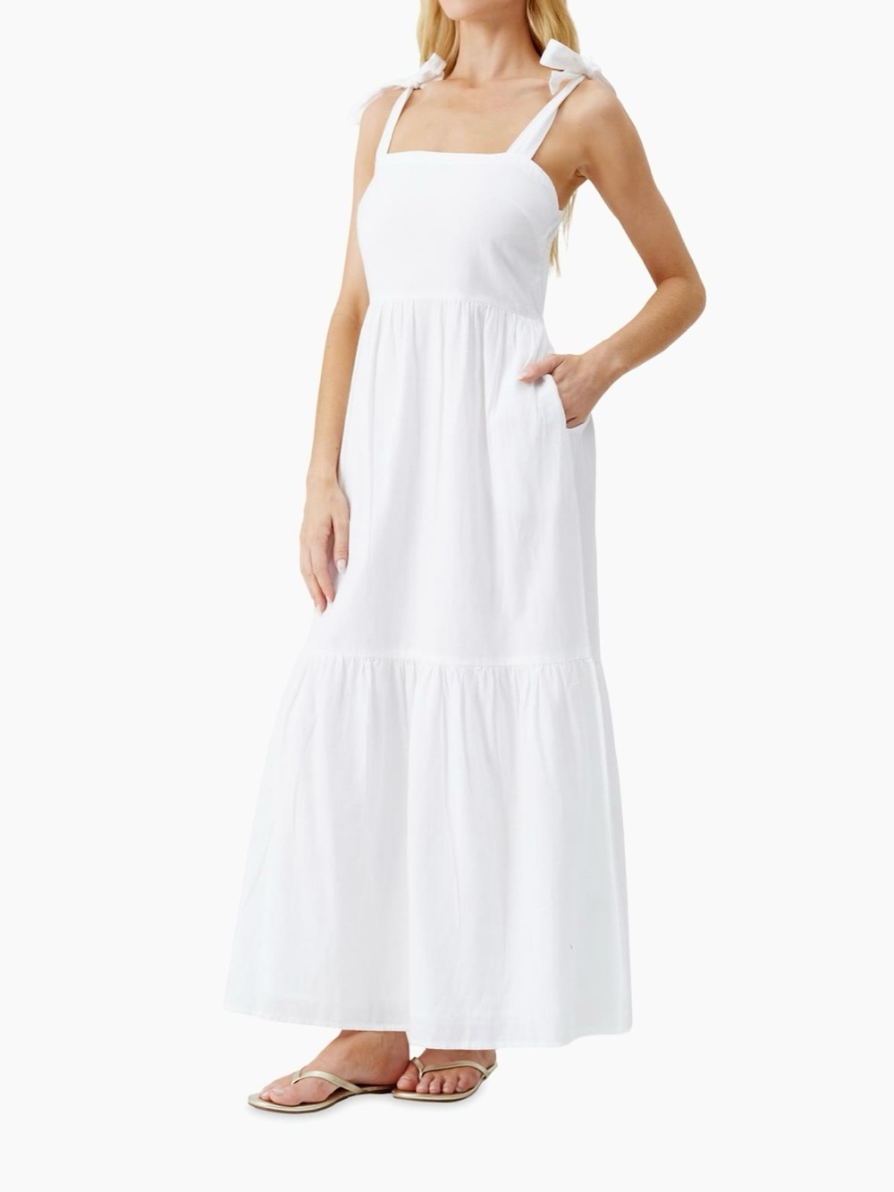 Melissa Odabash White Tie-Shoulder Maxi Dress